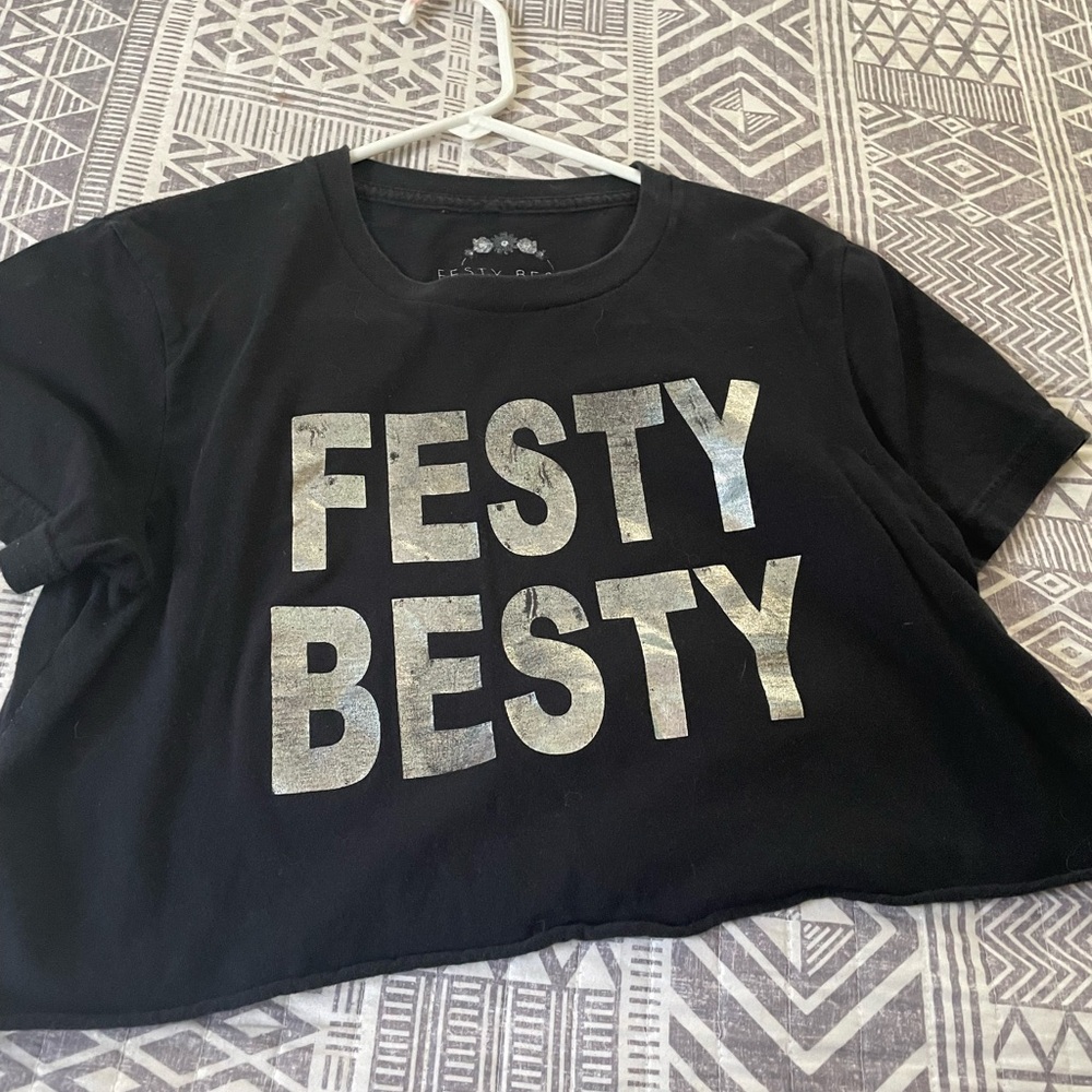 Black 'Festy Besty' Crop Top